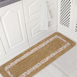 Saral Home Beige Floral Print Anti-Skid Floor Runner-30
