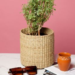 HABERE INDIA Beige Sustainable Dry Grass Round Planter-56