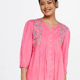 Global Desi Floral Embroidered Round Neck Top-picture-10