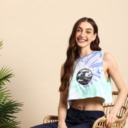 Mast & Harbour Tie & Dye Printed Pure Cotton Boxy T-shirt-image-85