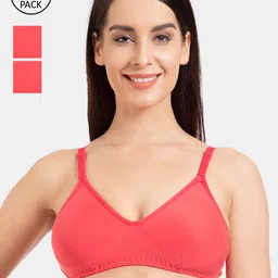 Tweens Pack Of 3 Coral Red Solid Non-Wired Non Padded Everyday Bras TW-286-picture-18