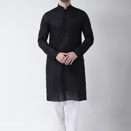 SG LEMAN Men Black & White Solid Kurta with Pyjamas-picture-39
