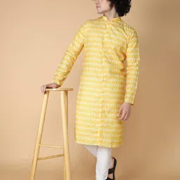TABARD Men Geometric Mandarin Collar Cotton Kurta-picture-40