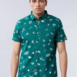 HIGHLANDER Men Teal Slim Fit Printed Casual Shirt-picture-29
