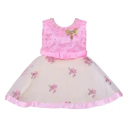 Wish Karo Girls Pink Embroidered Fit and Flare Dress-picture-31