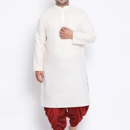 KISAH PLUS Men White Solid Straight Kurta-56