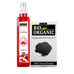 BIO Organic Charcoal Face Pack Powder and Ayuveda Fresh Rose Water-21