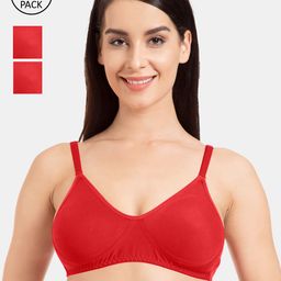 Tweens Set of 3 Red Solid Non-Wired Non Padded T-shirt Bras TW-286-3PC-RD-30D-27