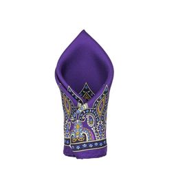 Alvaro Castagnino Men Purple & Beige Printed Silk Pocket Square-image-46