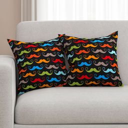 SEJ by Nisha Gupta Black Set of 2 Printed 16'' x 16'' Square Cushion Covers-40