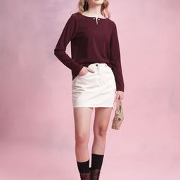 DressBerry Solid Top with Bead Brooch-image-81