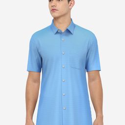 Peter England Men Blue Cotton Blend Formal Shirt-image-66