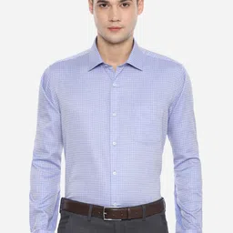 Van Heusen Men Blue Checked Formal Shirt-image-26