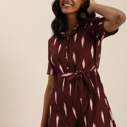 Taavi Brown Handblock Printed Jumpsuit-image-83