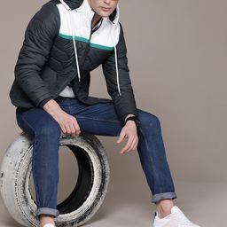 The Roadster Lifestyle Co.  Colourblocked Hooded Padded Jacket-14