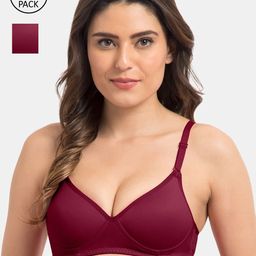 KOMLI Pack Of 2 Magenta Solid Non-Wired Lightly Padded Everyday Bra-picture-33