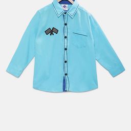 TONYBOY Boys Blue Regular Fit Solid Casual Shirt-image-102