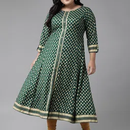 KALINI Geometric Printed Sequinned Anarkali Kurta-0