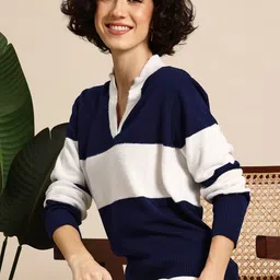 Mast & Harbour Long Sleeves Fuzzy Striped Sweater-picture-26