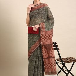 SHANVIKA Ethnic Motifs Print Pure Cotton Saree-picture-18