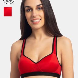 KOMLI Pack of 2 Red Solid Non-Wired Lightly Padded Push-Up Bra-picture-8