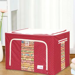 BlushBees Red & White Polka Dot Printed Wardrobe Organizer-11