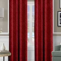 Aura Red Set of 2 Floral Long Door Curtain-7