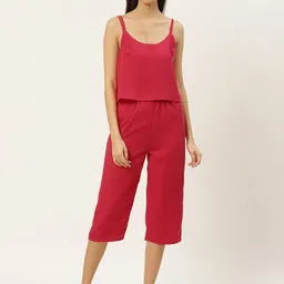 DODO & MOA Women Fuchsia Solid Capri Jumpsuit-picture-14