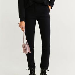MANGO Women Black Skinny Fit Solid Formal Trousers-53