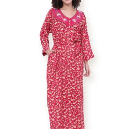 Noty Floral Printed Long Sleeves Maxi Nightdress-image-40