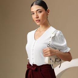 Chemistry Puff Sleeve Crepe Top-image-44