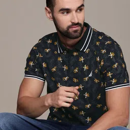 Nautica Floral Printed Polo Collar Pure Cotton T-shirt-image-26