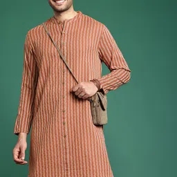 Sangria Men Geometric Embroidered Kantha Work Pure Cotton Kurta-picture-15