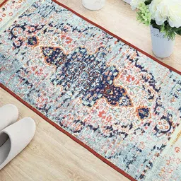 Status Blue & Orange Printed Rectangular Super Vintage Persian Floor Runner-18