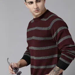 The Roadster Lifestyle Co. Striped Acrylic Pullover-image-38