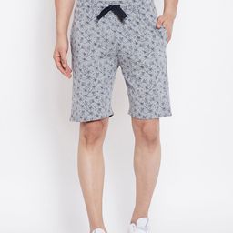 Adobe Men Grey & Navy Blue Printed Regular Fit Regular Shorts-image-53