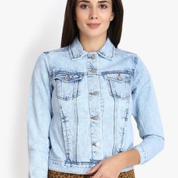 Kotty Women Blue Solid Denim Jacket-image-49