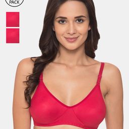 KOMLI Pink Solid Set of 3 Non-Wired Lightly Padded Everyday Bra K-983-3PC-DPK-30B-59