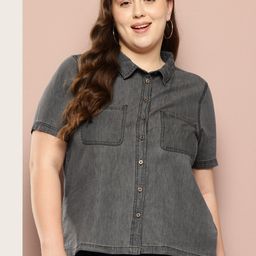 Sztori Plus Size Pure Cotton Chambray Shirt-image-51