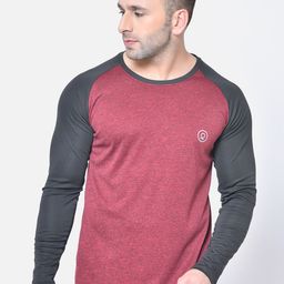 CHKOKKO Men Maroon Colourblocked Round Neck Gym T -Shirt-picture-6
