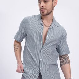 glitchez Classic Pinstripe Bowling Shirt-image-93