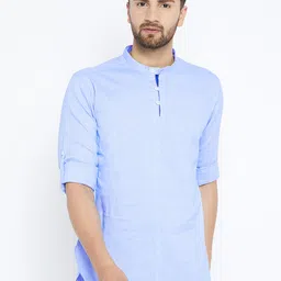 even Men Blue Solid Straight Kurta-image-65