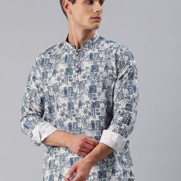 Majestic Man Men Printed Slim Fit Pure Cotton Short Kurta-picture-51