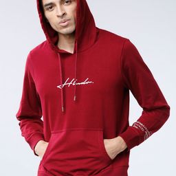 HIGHLANDER Men Maroon Printed Hooded Sweatshirt-image-14