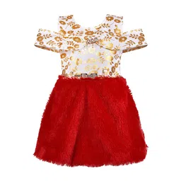 Wish Karo Girls Red & White Floral Print Fit and Flare Dress-picture-34