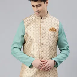 Manthan Men Woven Design Nehru Jacket-image-31
