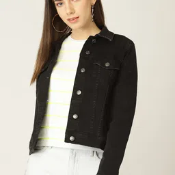 MANGO Women Black Solid Denim Jacket-image-76