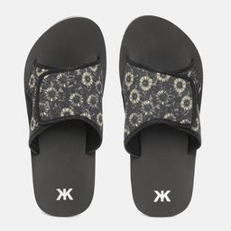 Kook N Keech Men Black & Yellow Floral Print Sliders-picture-16