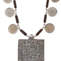 Bamboo Tree Jewels Oxidized Silver-Toned Handcrafted Necklace-picture-23