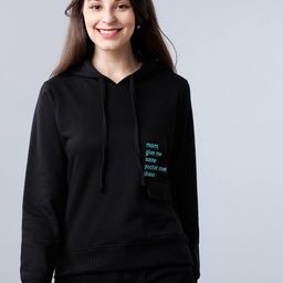 Tokyo Talkies Women Black Printed Hooded Sweatshirt-image-16